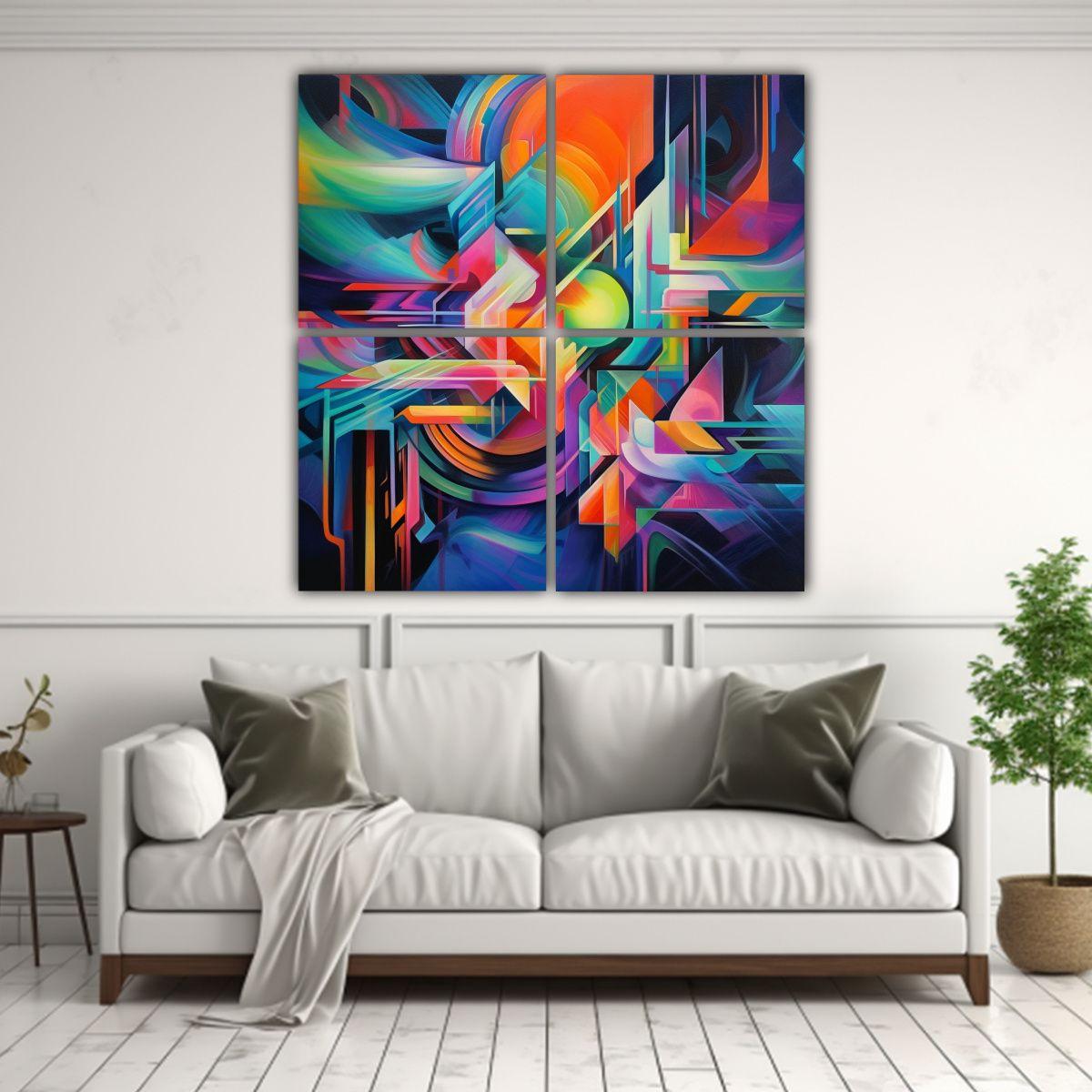 Cuadros Abstractos Energía Convergente De Alta 180x180 Cm-2