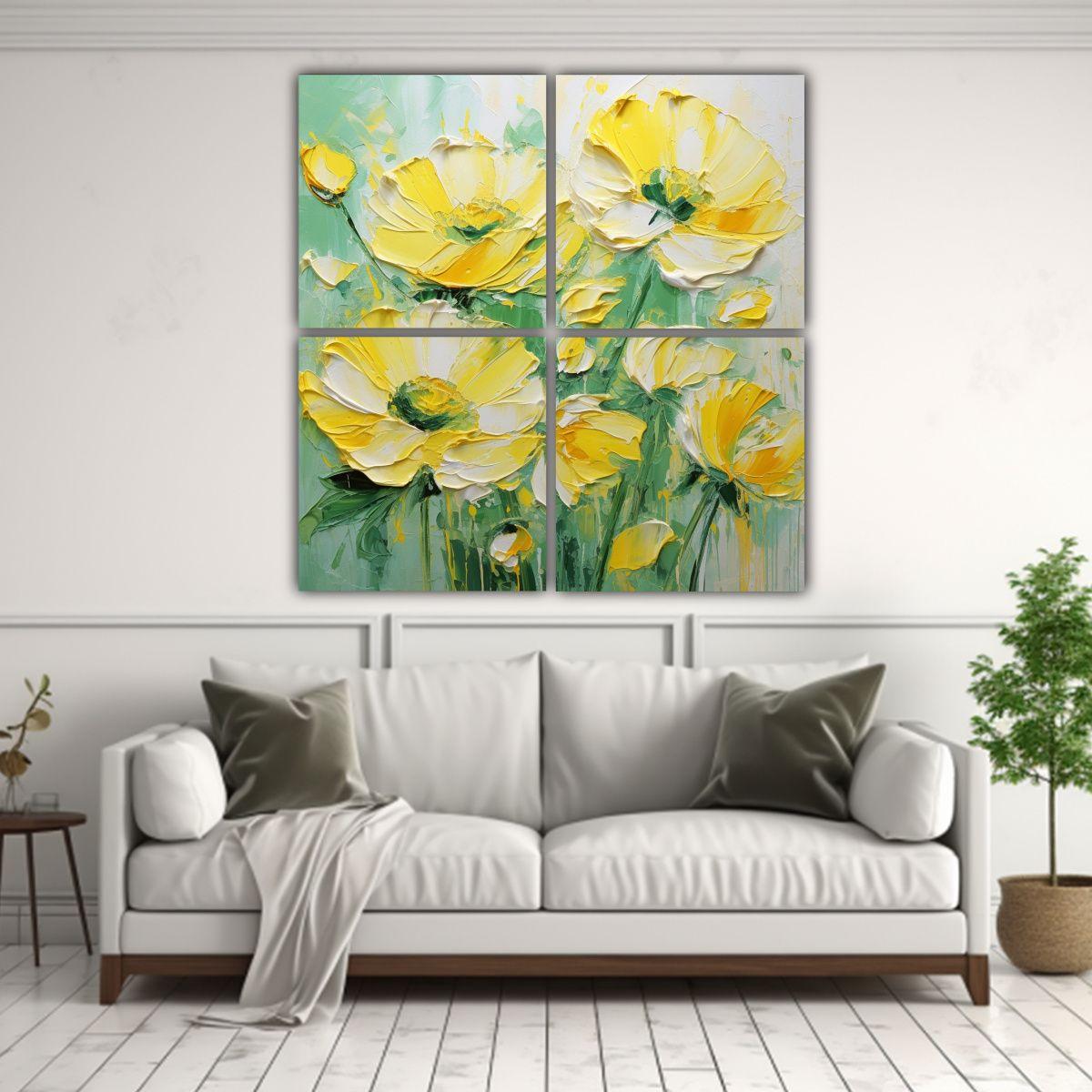 Pintura En Lienzo Estilo Galería De Flores 200x200 Cm-2