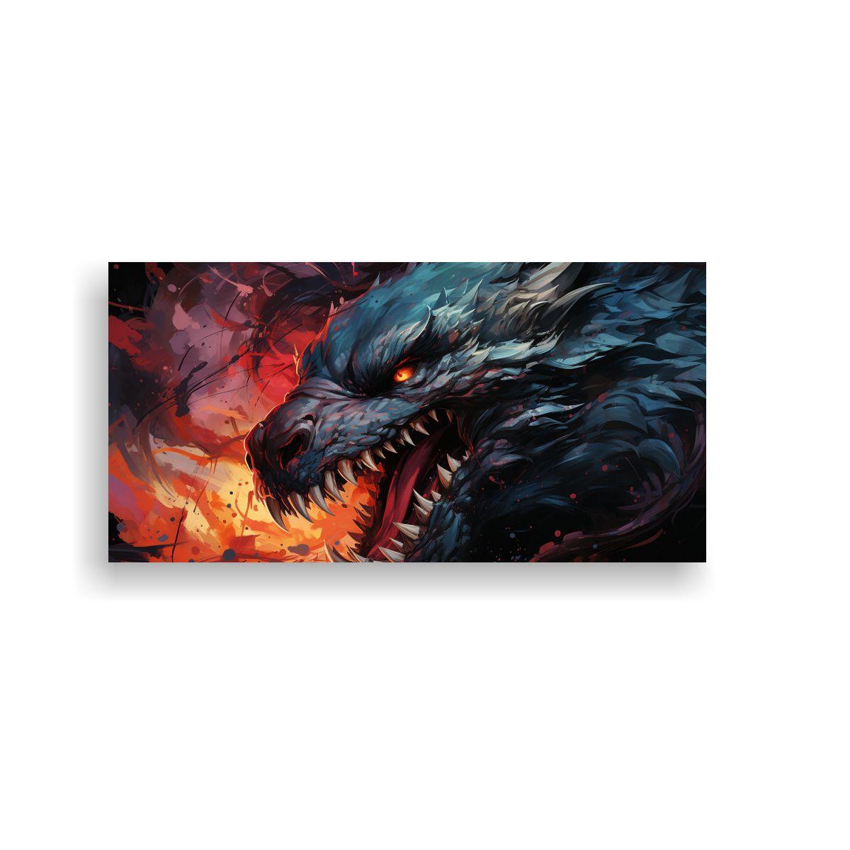 Cuadro Horizontal De Dragón En Colores Vibrantes 100x50cm-0