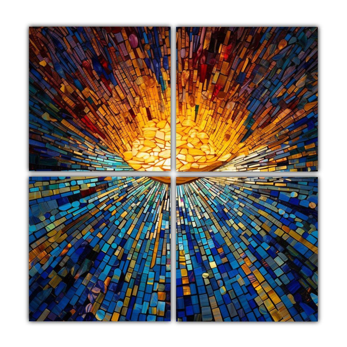 Cuatro Lienzos De Inspiración Decorativa Con 140x140 Cm-0