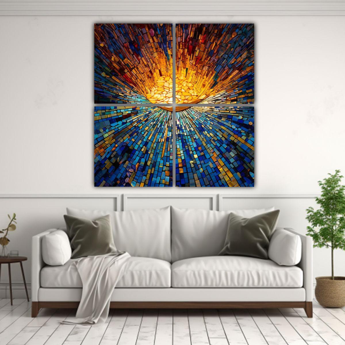 Cuatro Lienzos De Inspiración Decorativa Con 140x140 Cm-2