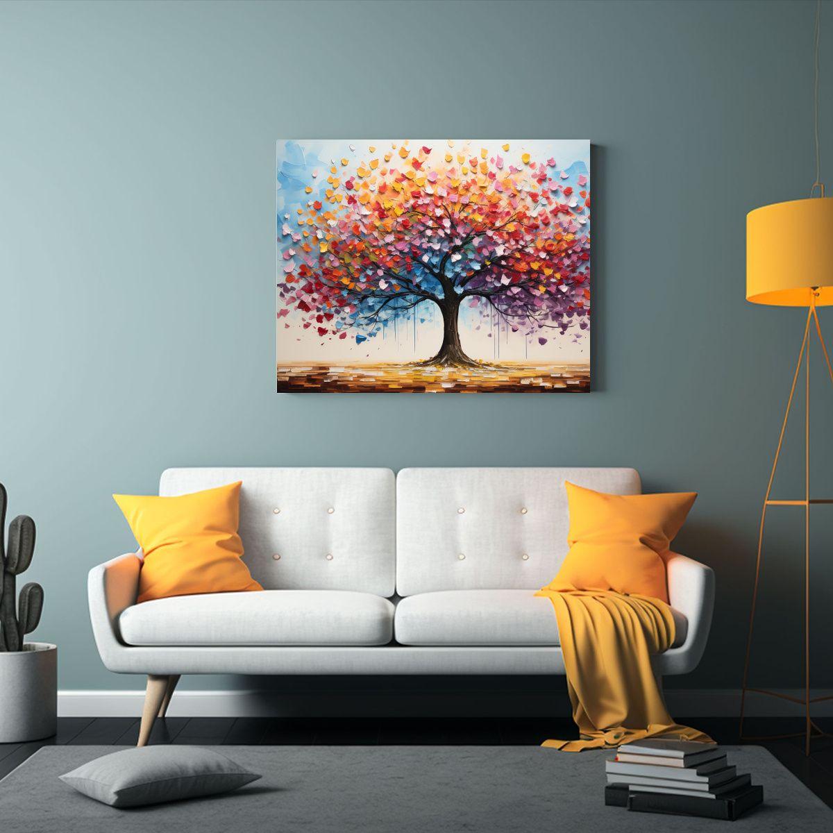 Pintura De Flores De Tilo Arcoíris En Lienzo Estilo Decorat 50x40cm-2