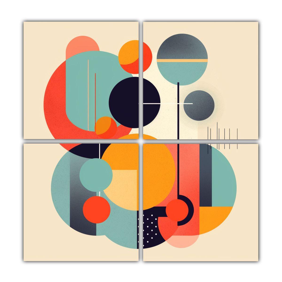 4 Pinturas De Decoración Abstracta Minimalista Y 100x100 Cm-0