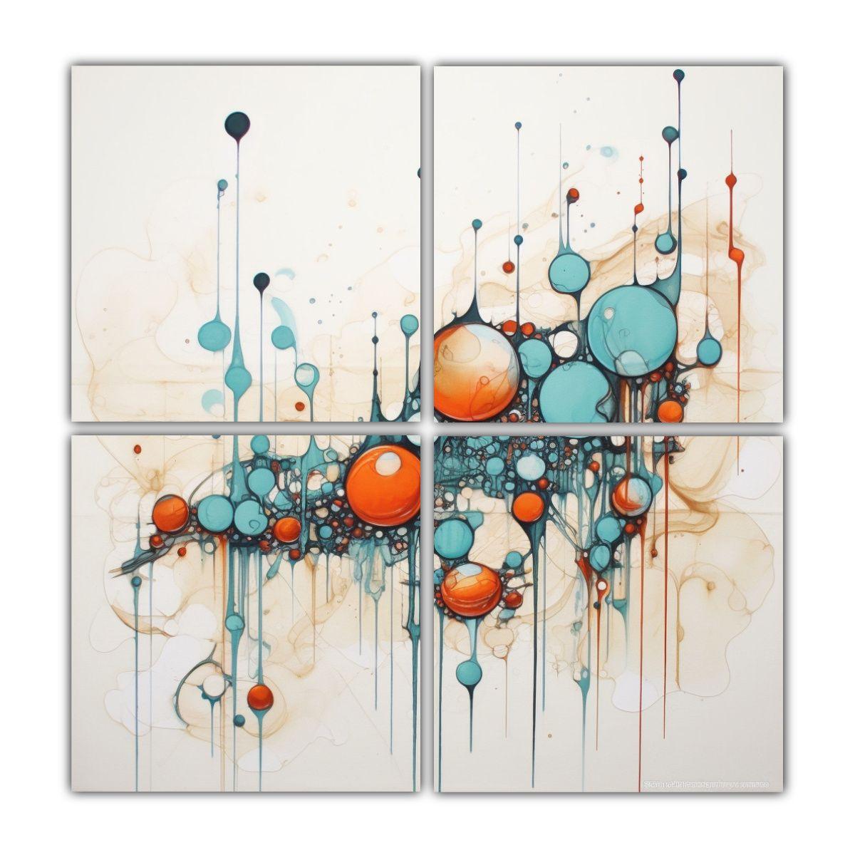 Cuatro Lienzos De Tela Alta Calidad Efecto Visual 100x100 Cm-0