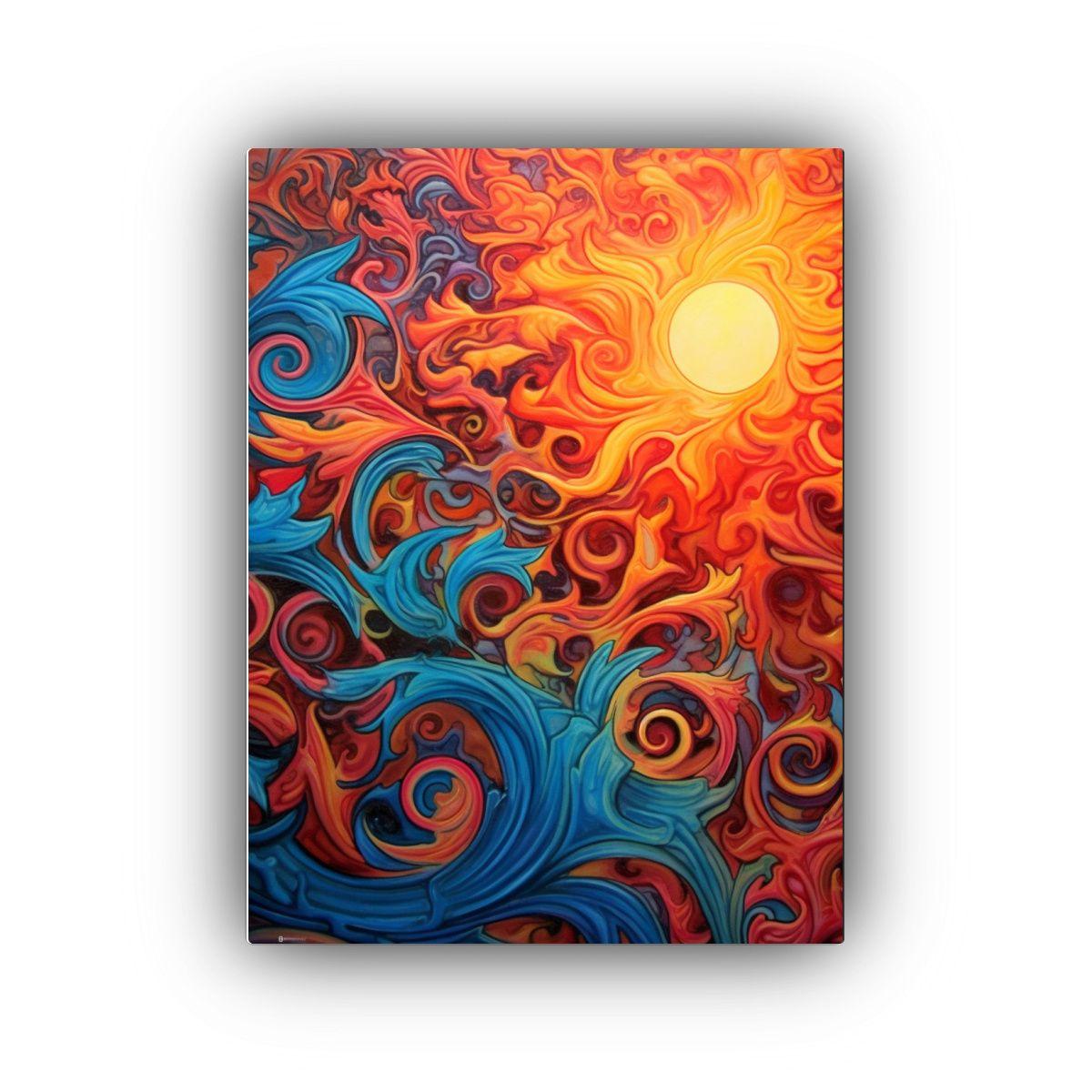 Pintura Mural Moderna De Colores Vivos Del Sol 30x45 Cm-0