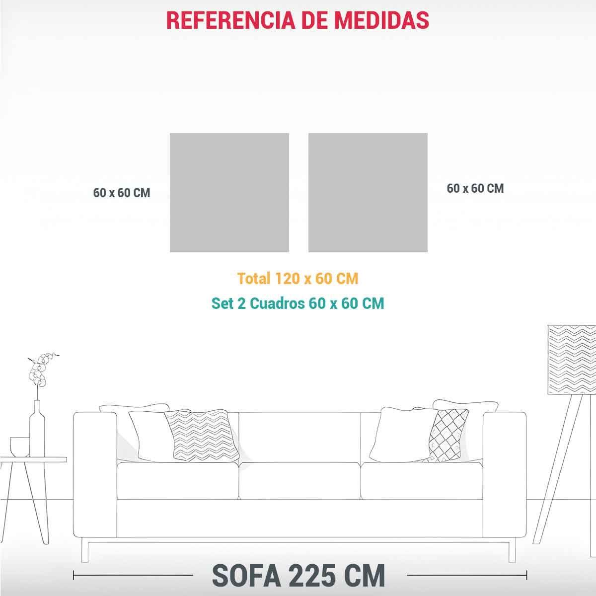 Conjunto 2 Cuadros Lienzo Luminosos Tonalidades 120x60 Cm-1