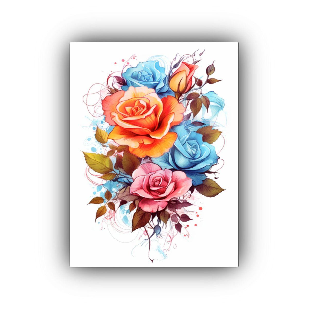 Cuadro Floral En Bastidor Con Composición De 50x75 Cm-0