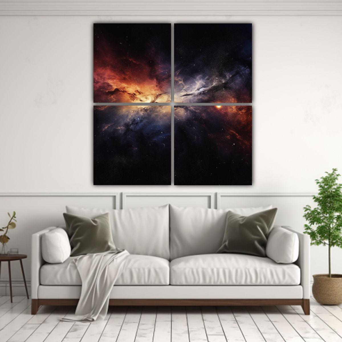 Pinturas Decorativas De 4 Lienzos Dibujo 140x140 Cm-2