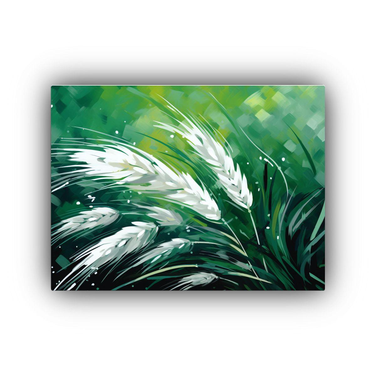 Cuadro De Trigo Verde Y Blanco En Atmosfera Neonoir 75x50cm-0