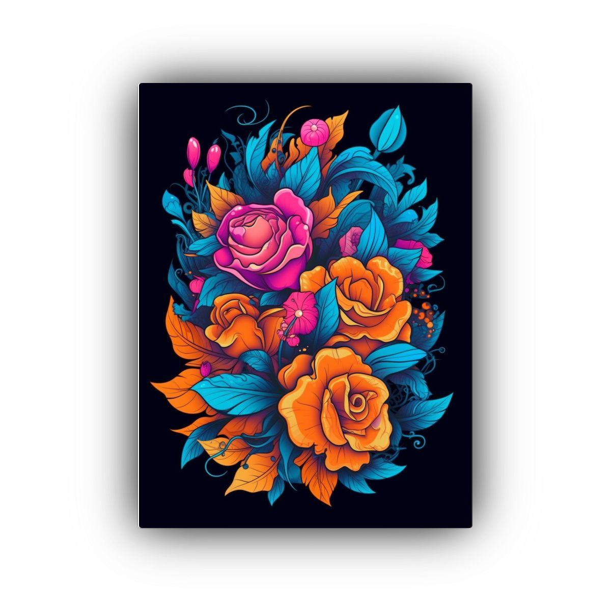 Diseño Floral Creativo Y Vibrante En Habitación 60x90cm-0