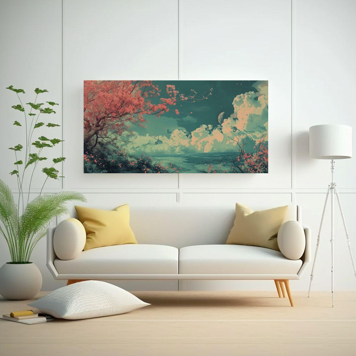Cuadro Impreso Paisaje Hermoso Para Decoración 160x80cm-2