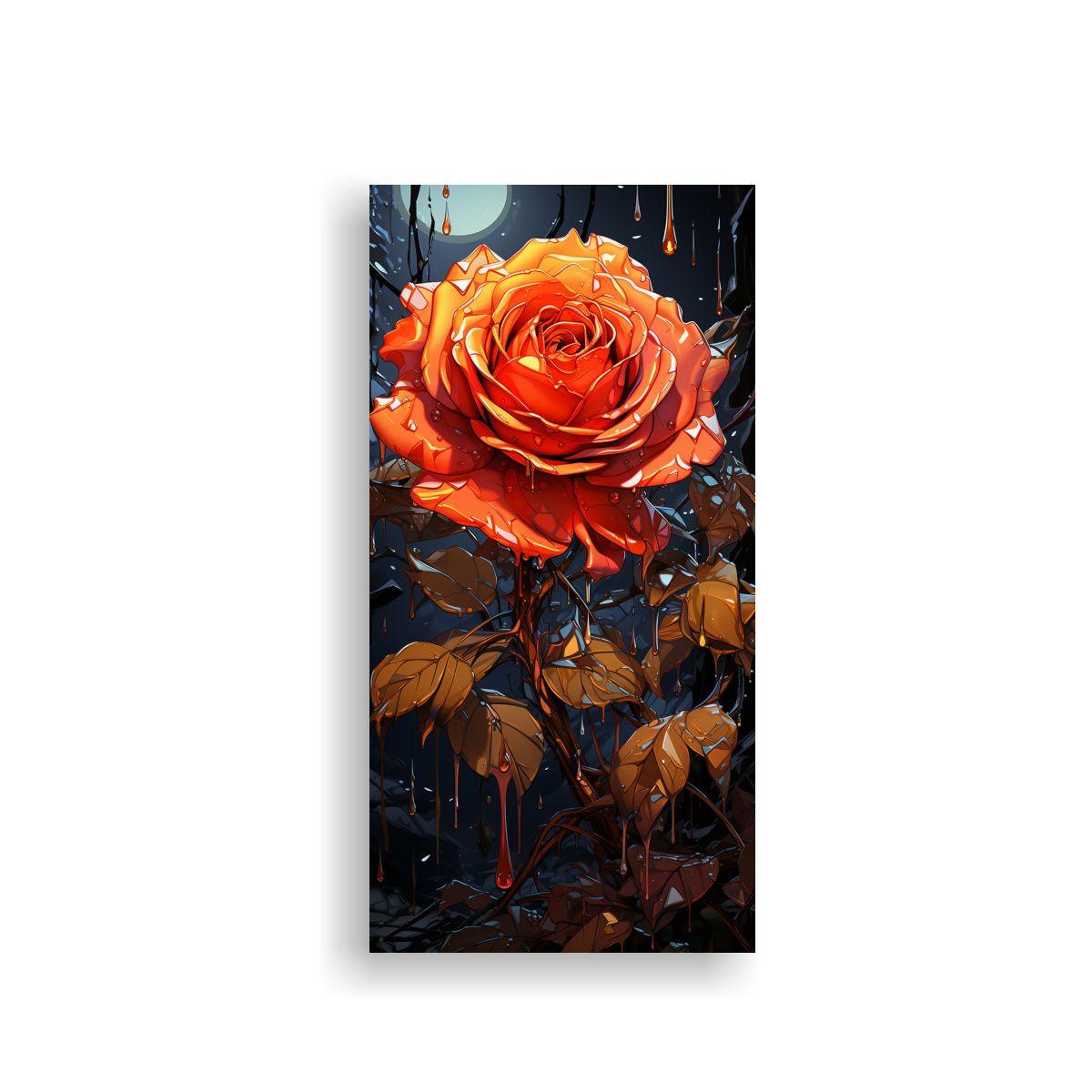 Pintura Moderna De Rosa Con Gotas En Decoración 30x60cm-0