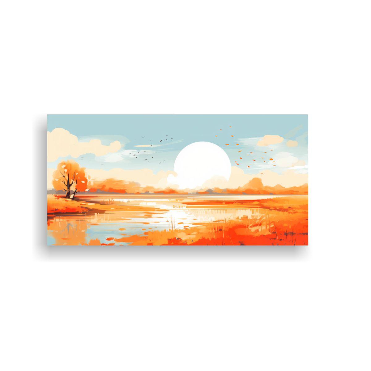 Paisaje Otoñal Con Colores Naranjas En Arte Pop N 60x30cm-0