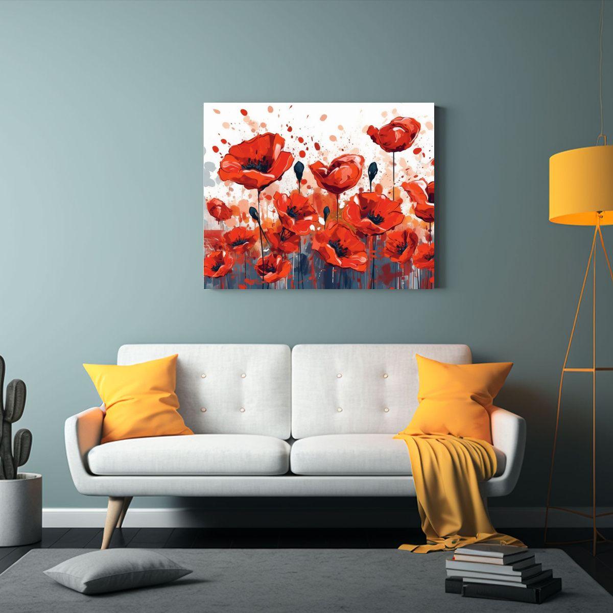 Cuadro Memorial Day Concepto Flores Amapola Veteranos. 120x80cm-2