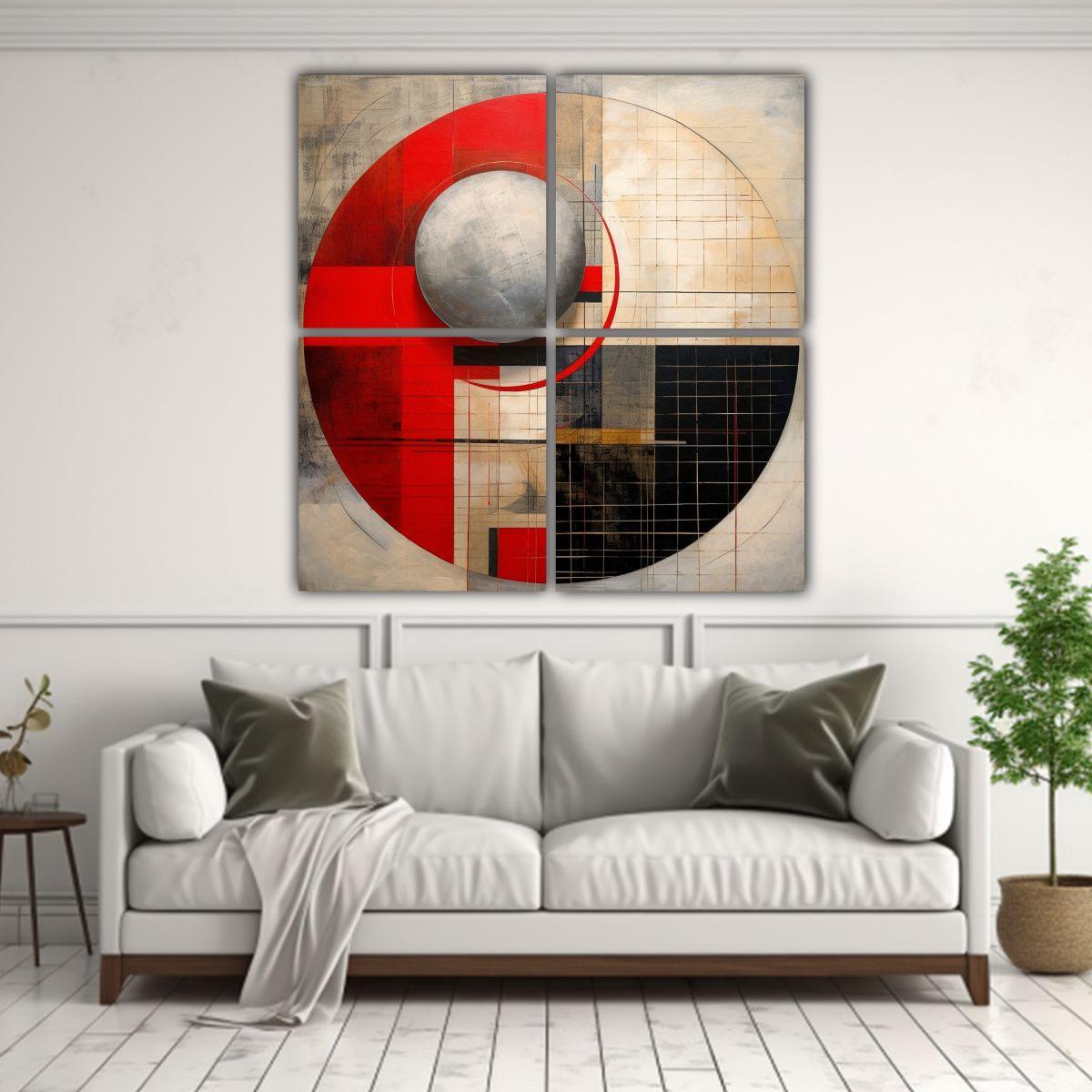 Cuadro Abstracto Rojo Y Blanco Para Decoración 60x60 Cm-2