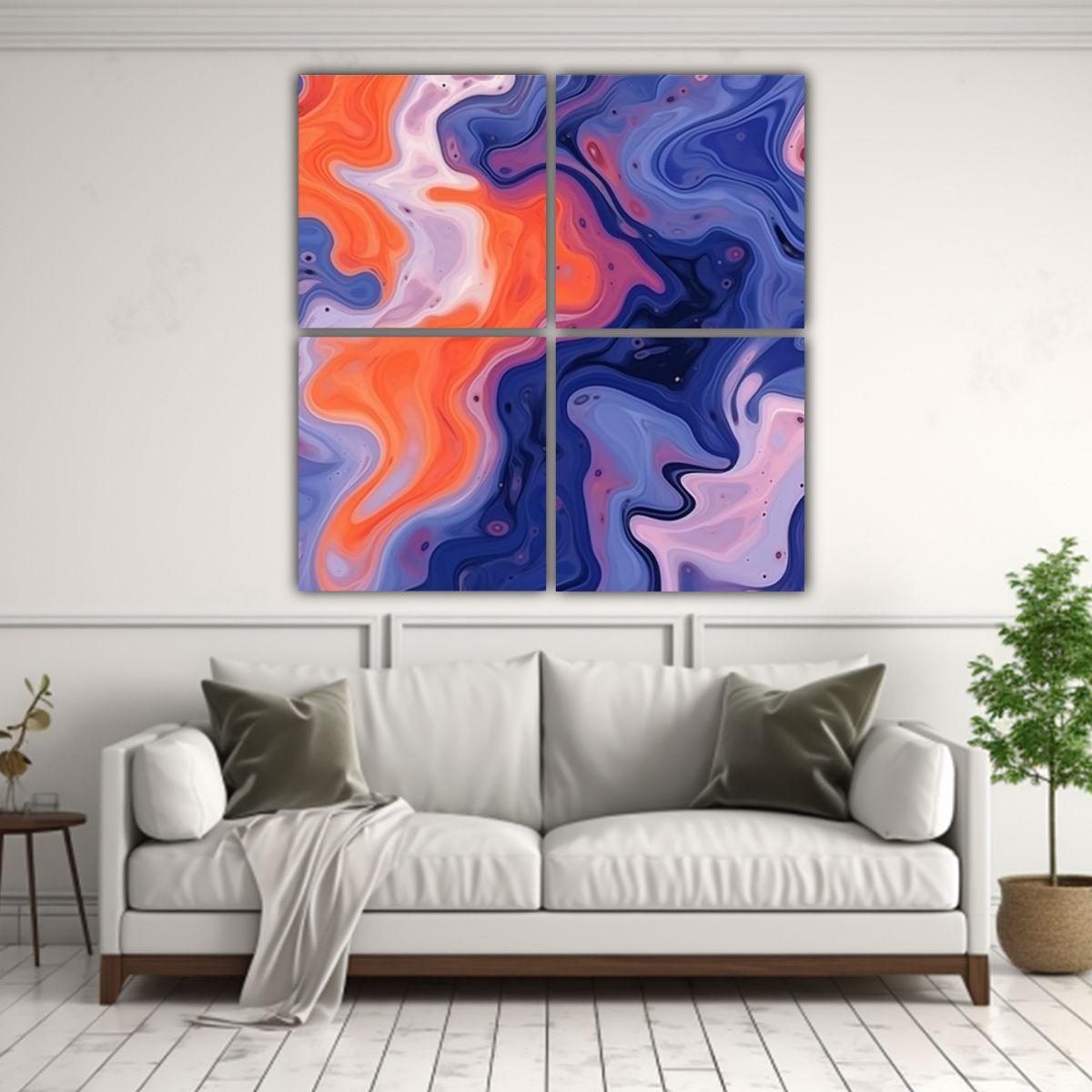 Pinturas Decorativas De Cuatro Lienzos 200x200 Cm-2