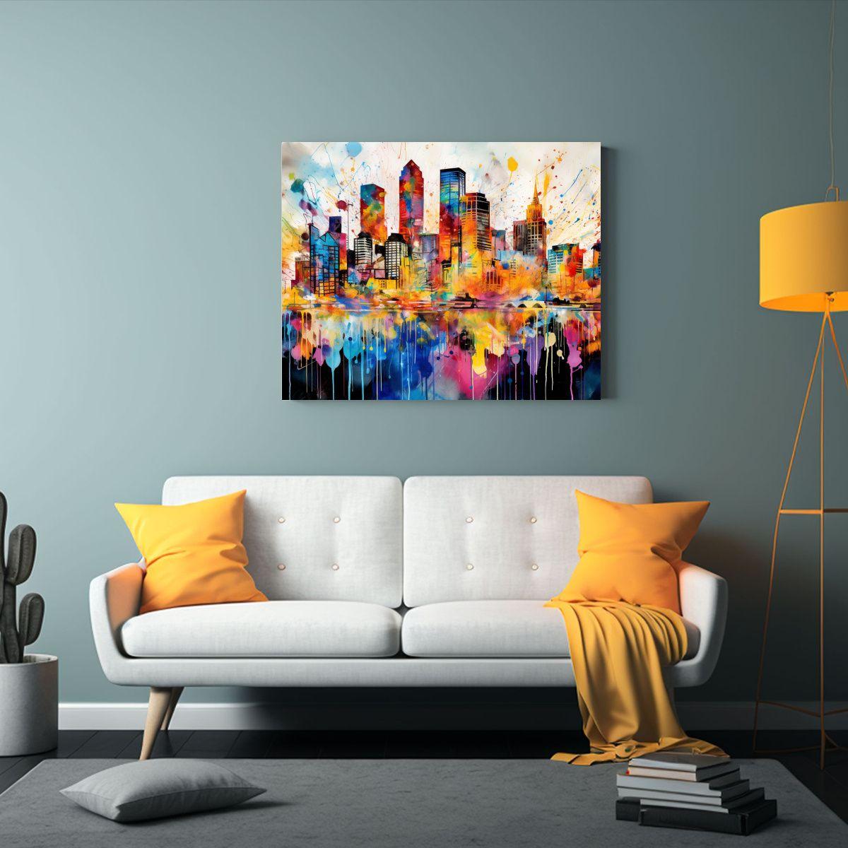 Cuadro Tela Bastidor Inspiración Urbana Houston Dreamscape  50x40cm-2