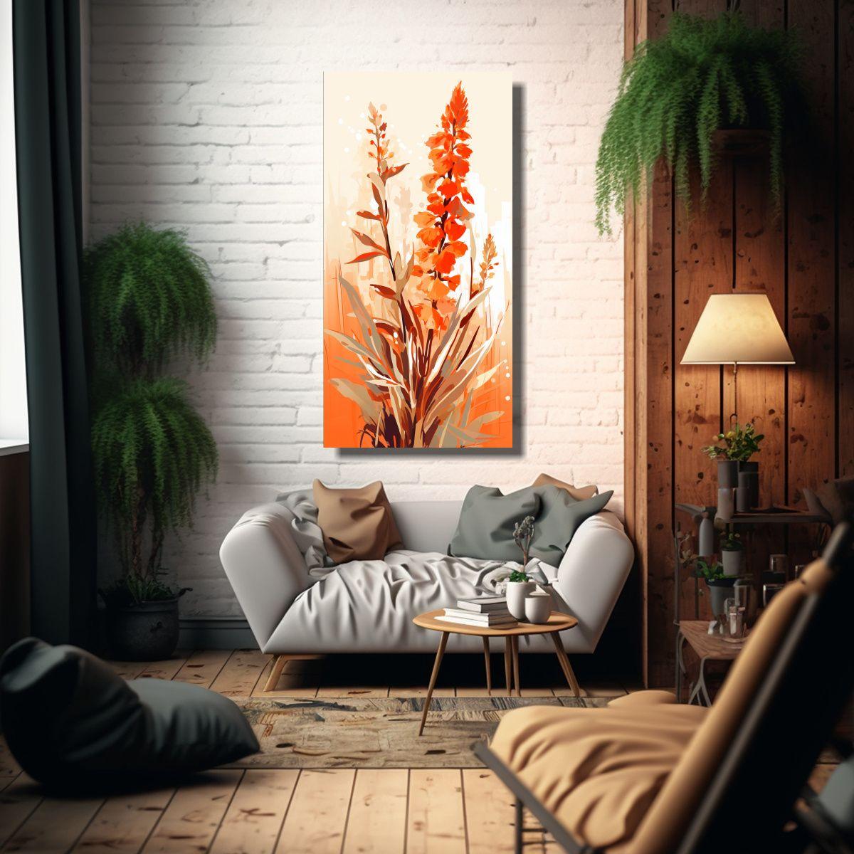 Arte De Pared Quinoa En Colores Naranjas Neonoir 30x60cm-2