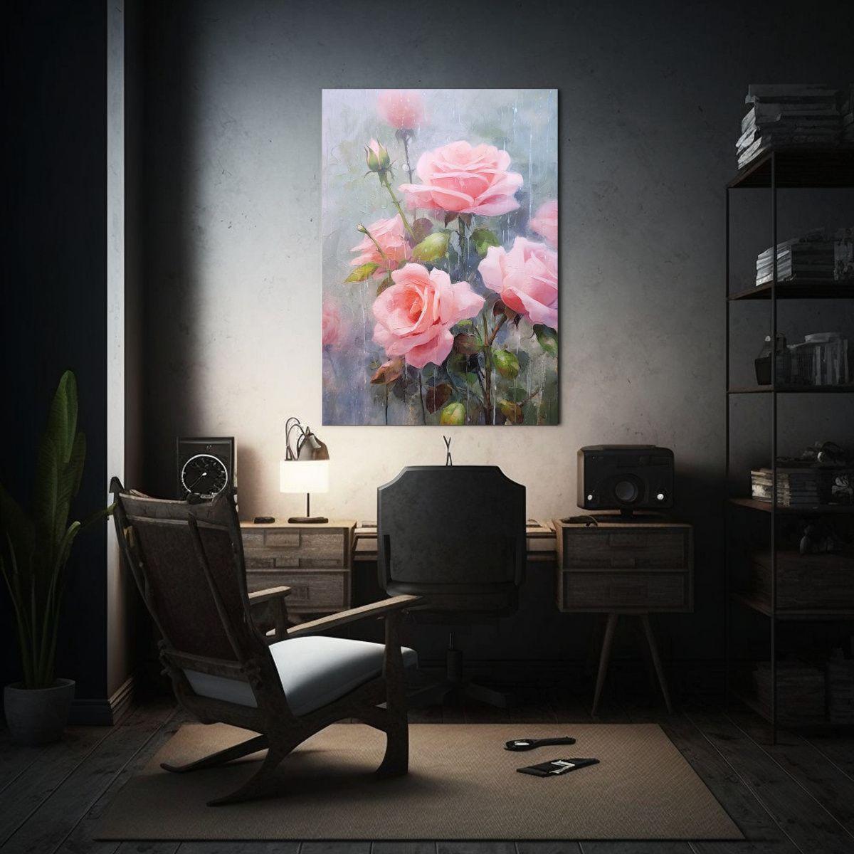 Pintura Original De Pared: Rosas Rosadas 20x30cm-2