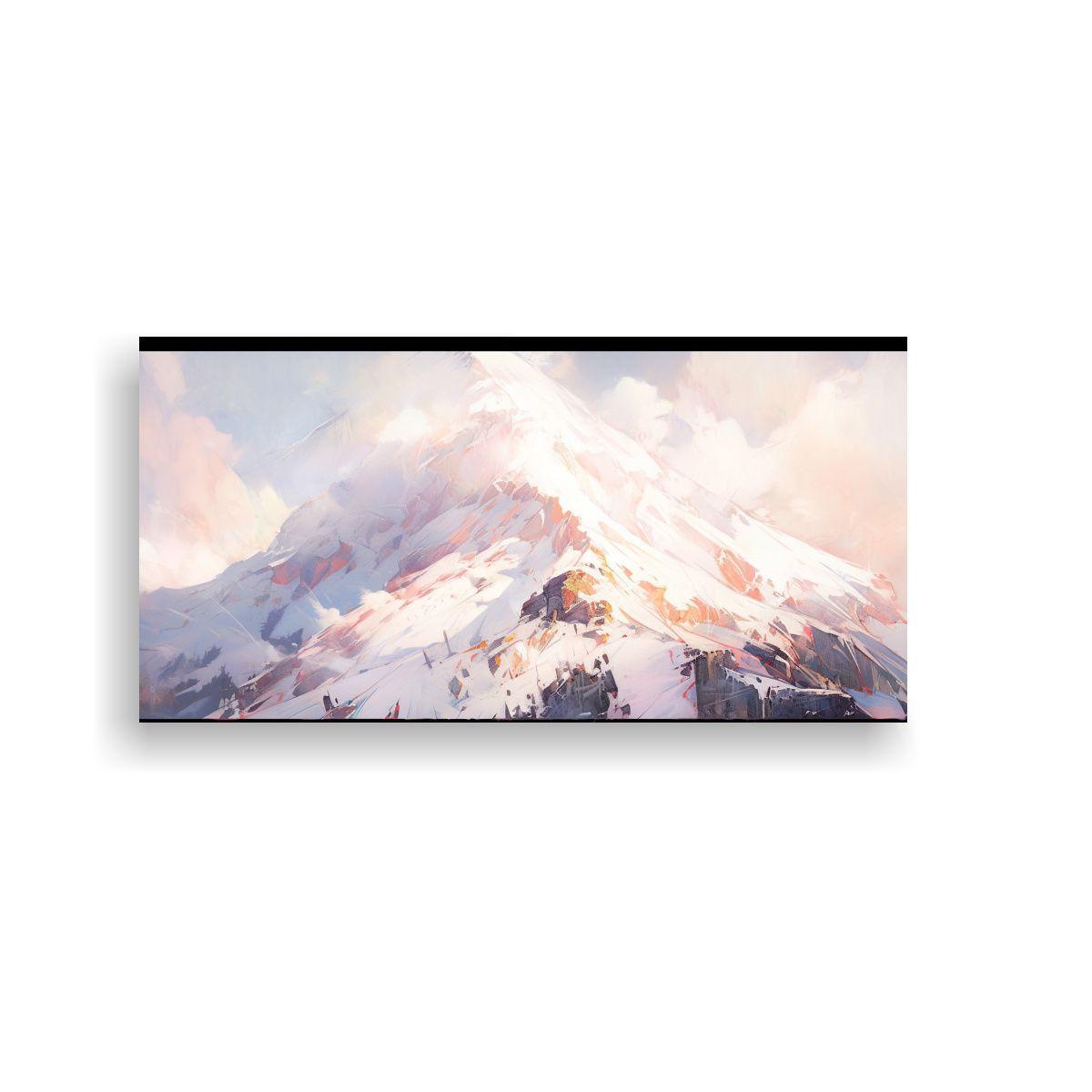 Pintura Abstracta Refinada De Montañas Nevadas 40x20cm-0