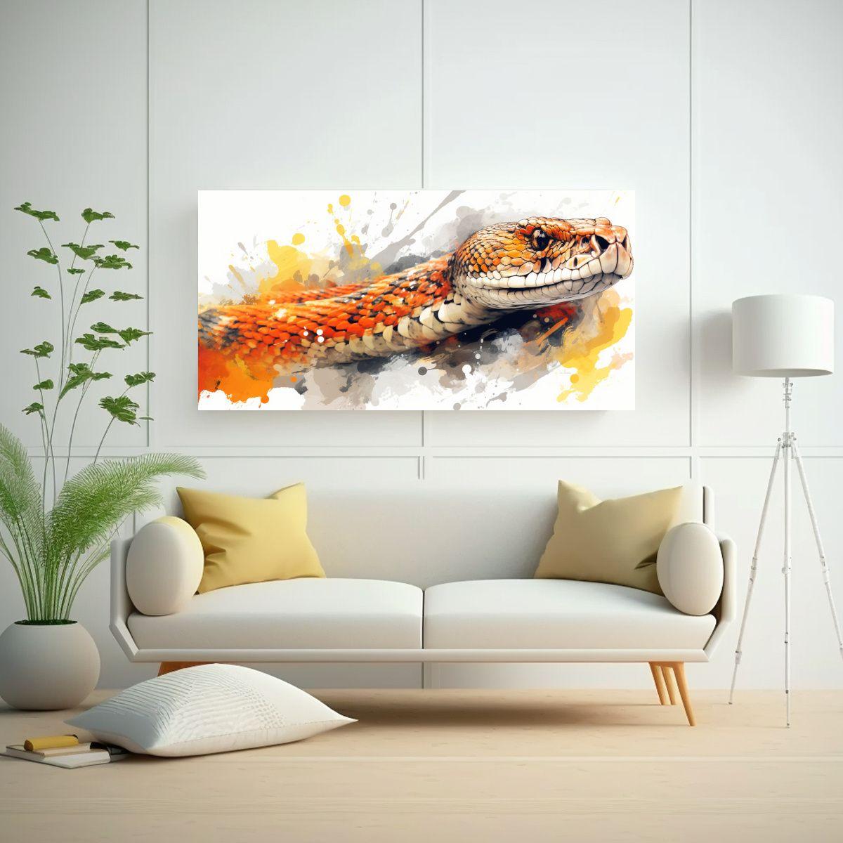 Cuadro Juvenil Serpiente En Acuarelas Y Colores 60x30cm-2