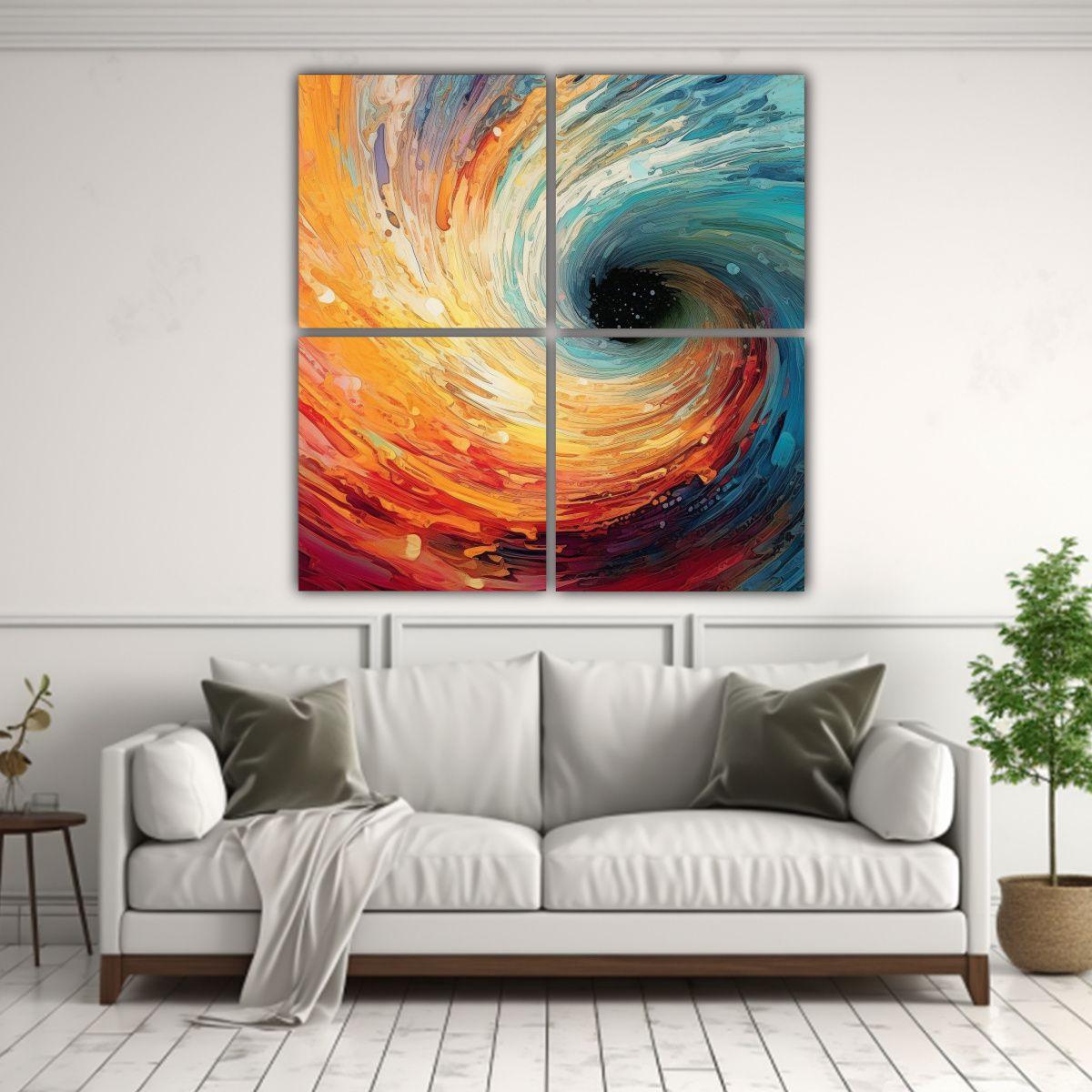 Cuatro Exuberantes Mariposas En Patrón Intenso 120x120 Cm-2