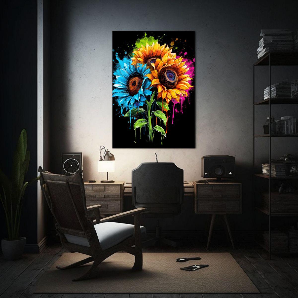 Cuadro Expresión Rectangular Tres Girasoles 60x90cm-2