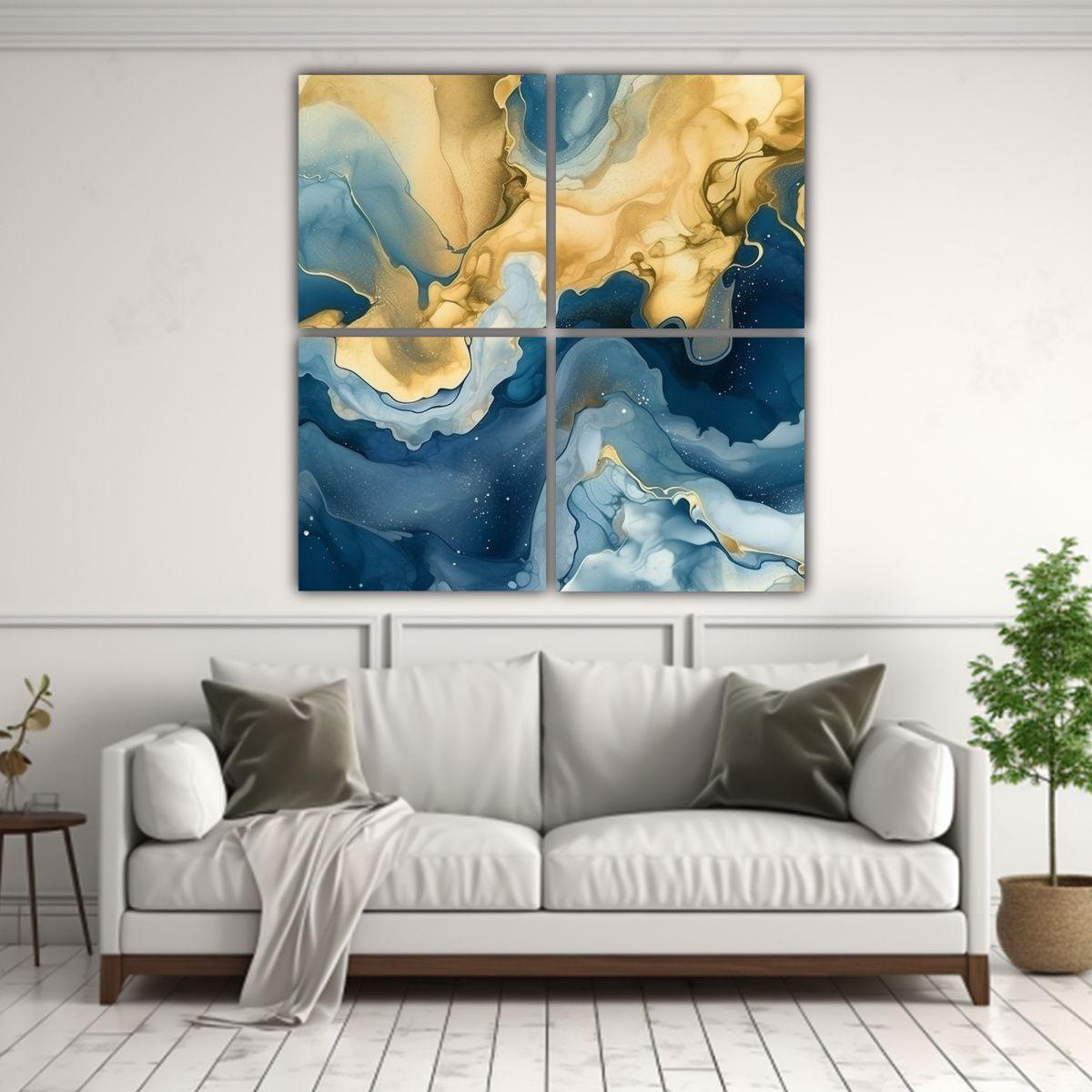 Cuatro Cuadros Conceptual Relajante Acuarela 200x200 Cm-2