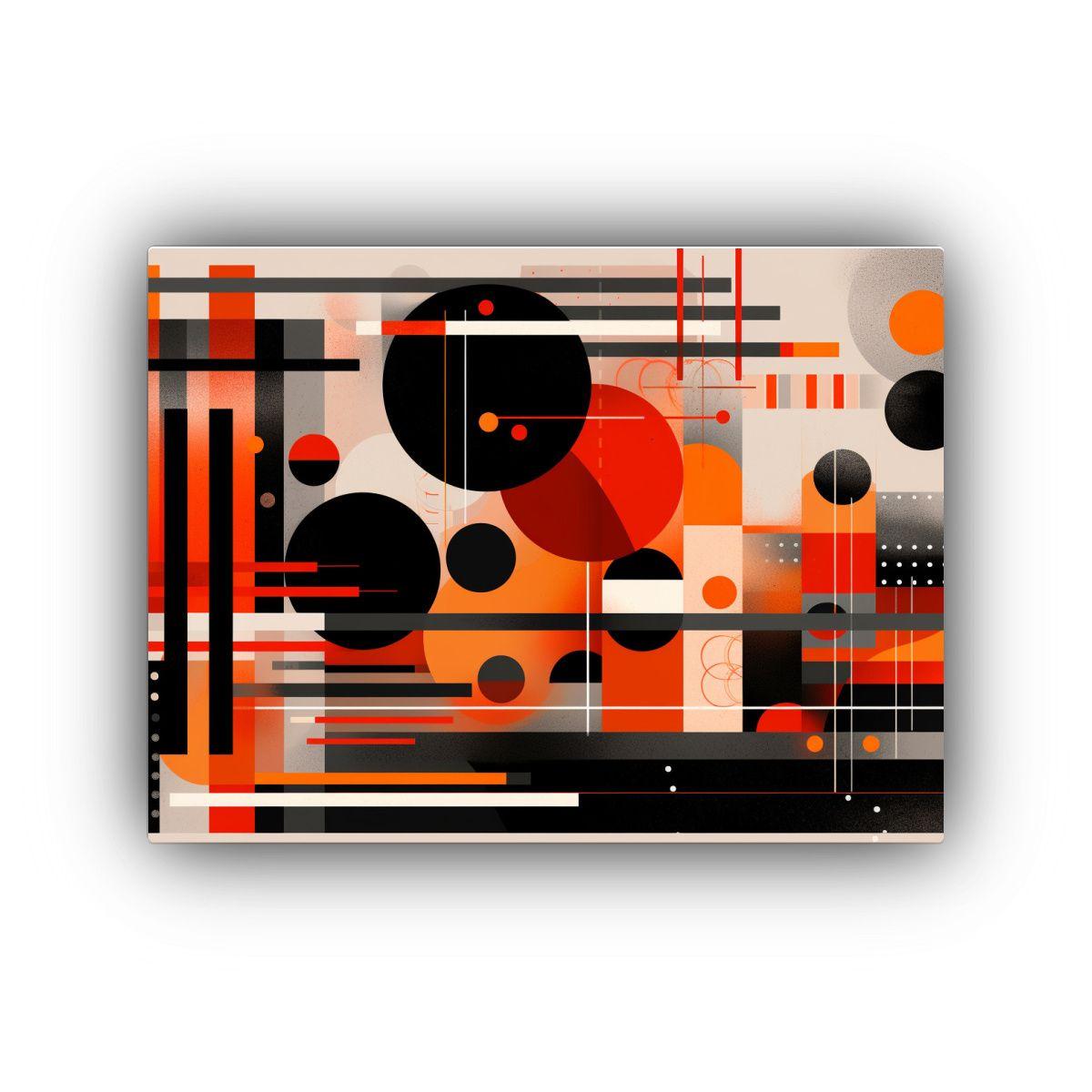 Cuadro Abstracto Surrealista En Naranja Y Negro Decoración  120x80cm-0