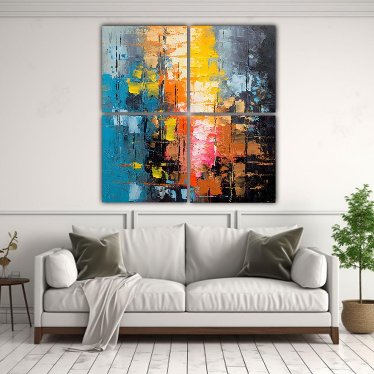 Cuatro Telas En Bastidor Forma Temática Pinturas 180x180 Cm-2