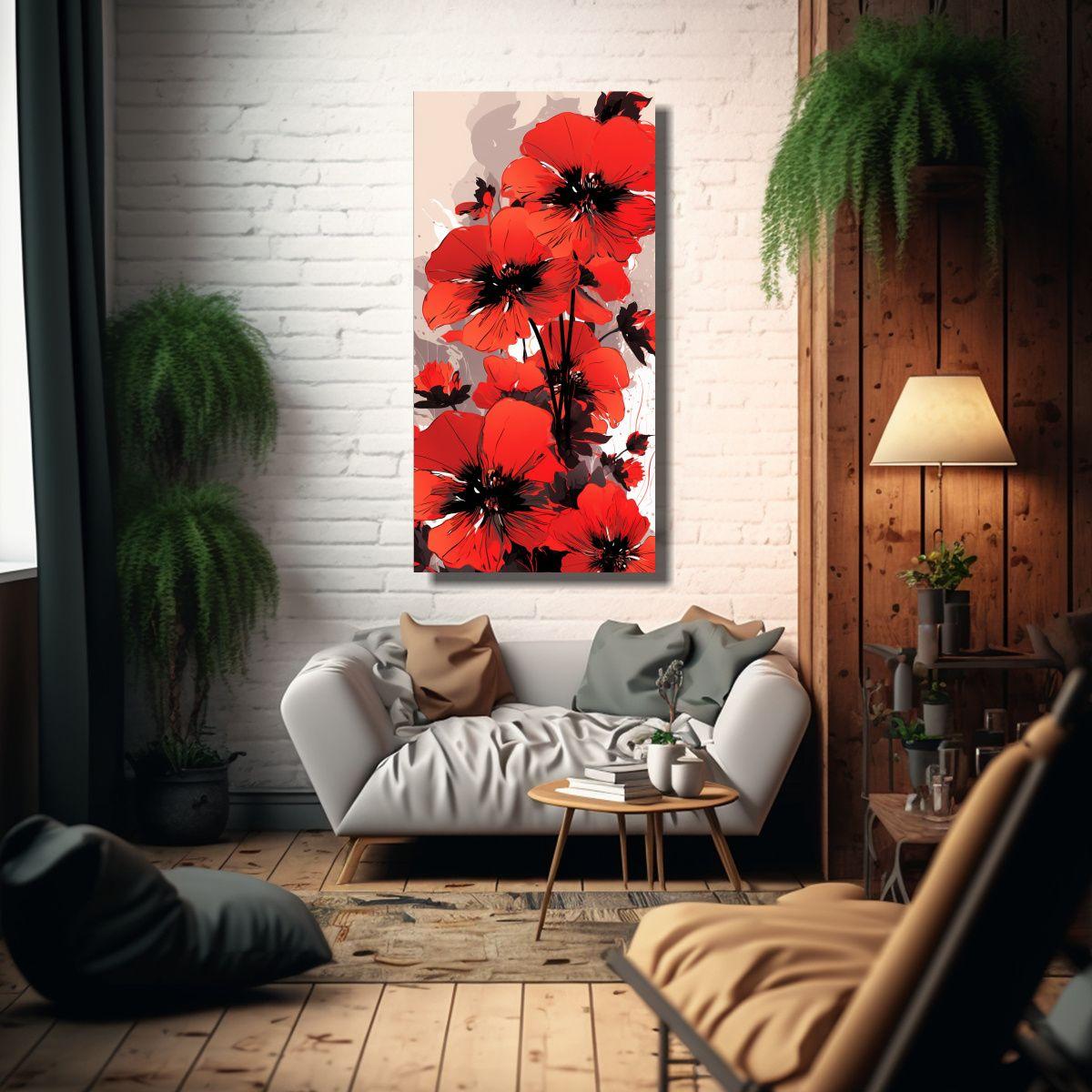 Arte Pared Galería Contraste Rojo Negro Aire Neon 60x120cm-2