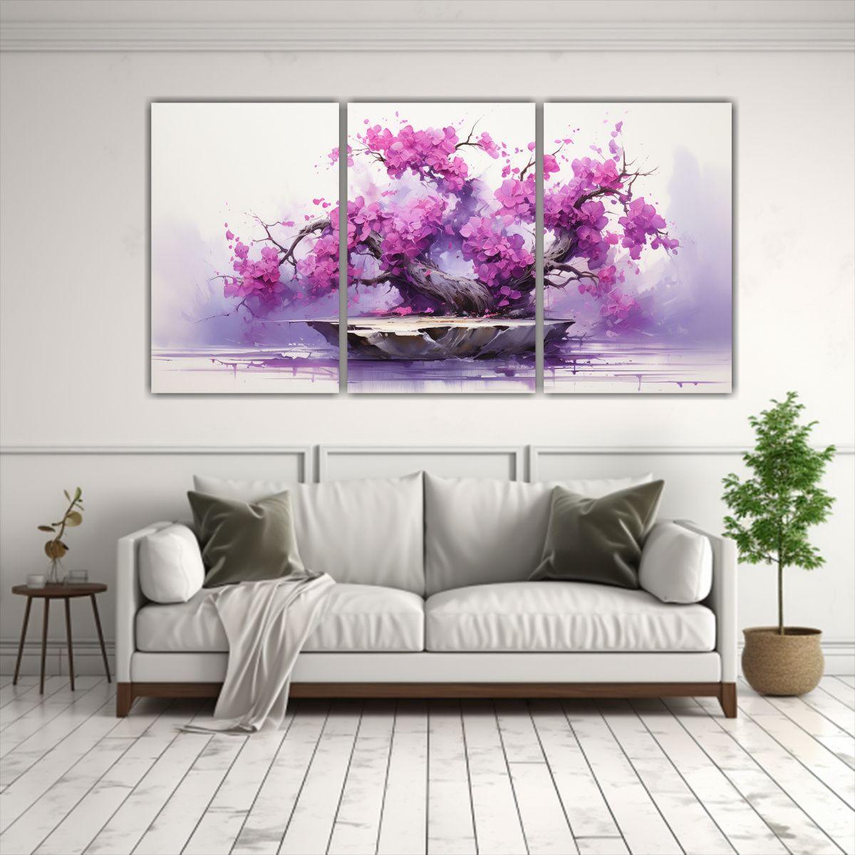 Pintura Abstracta De árbol Bonsái Bougainvillea 240x120 Cm-2