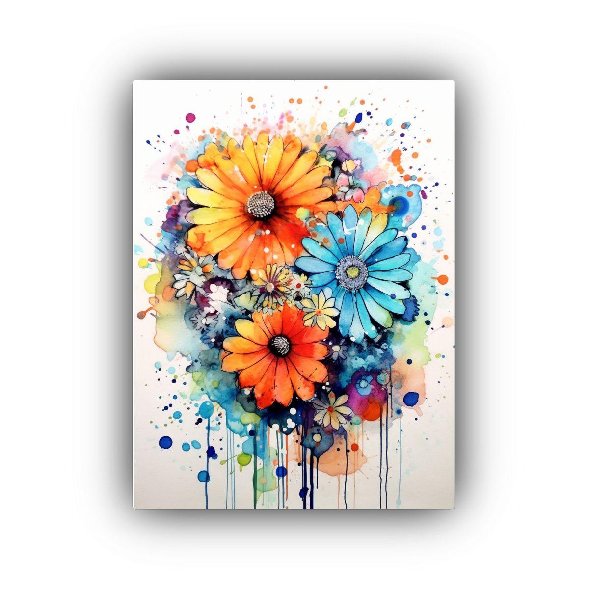 Pintura Cuadro Abstracción Flores Acuarela RGB 40x60cm-0