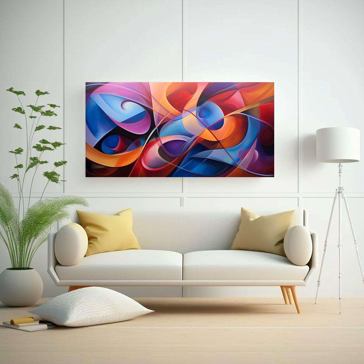 Cuadro Abstracto Con Contornos De Pigmentos 120x60cm-2
