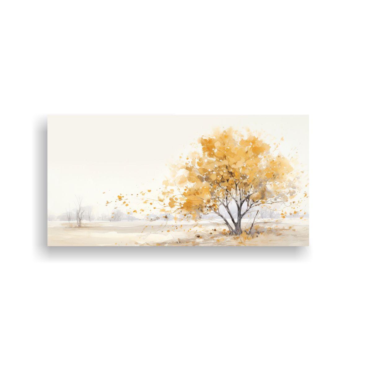 Pintura Abstracta Relieve árbol Blanco Y Dorado 100x50 Cm-0