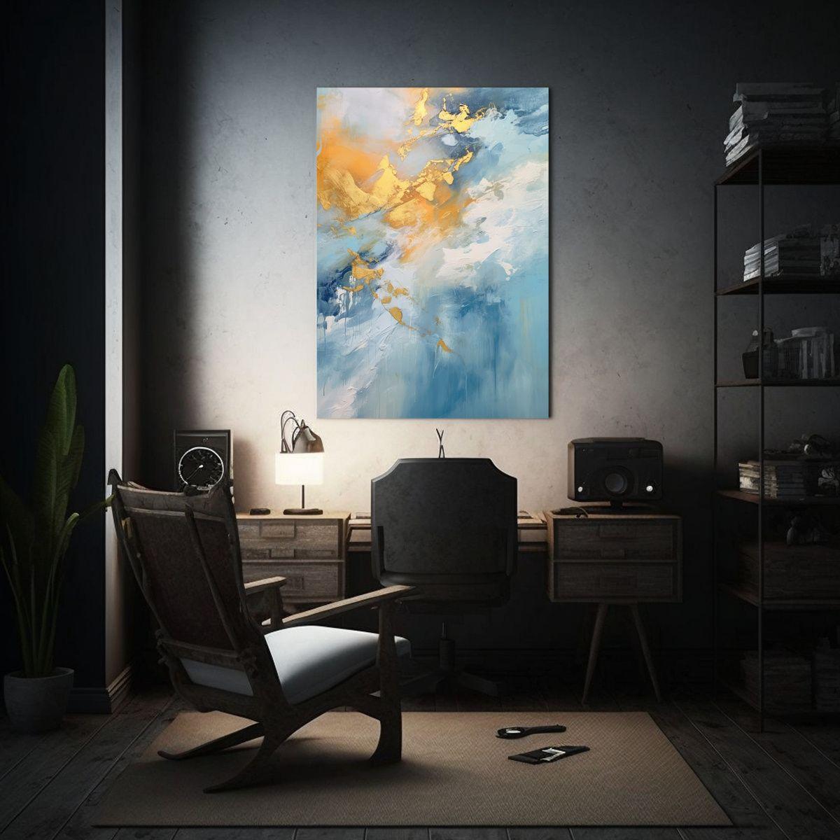 Pintura Decorativa Abstracta En Pasteles Con Expresión Natu 30x45cm-2