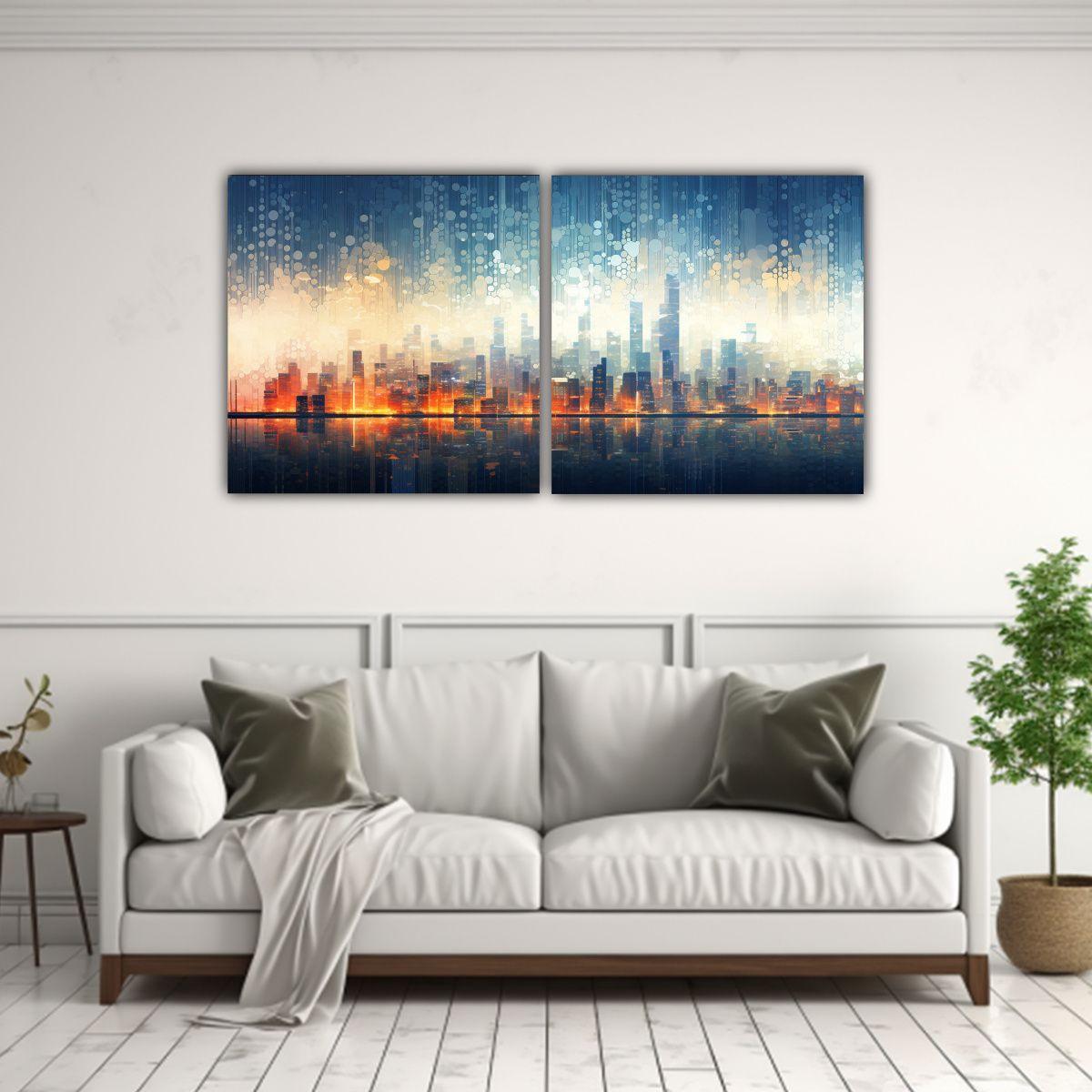 Cuadros Geométricos De La Ciudad Con Perspectiva 160x80 Cm-2