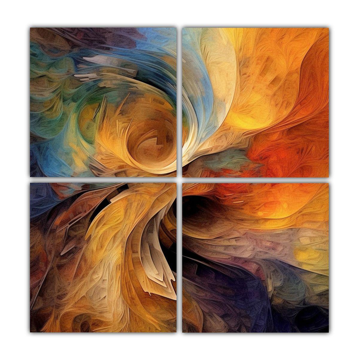 Cuadros Abstractos Multicolor Con Tonos De Gama 40x40 Cm-0