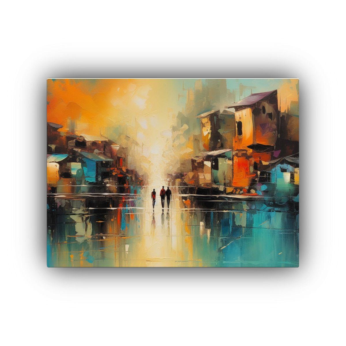 Pintura Abstracta Simétrica Para Decoración Moderna 45x30cm-0
