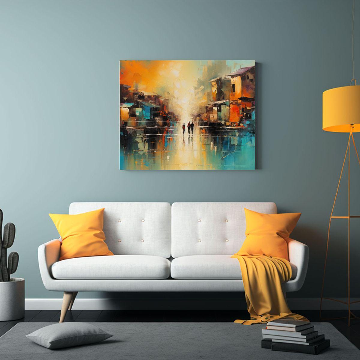 Pintura Abstracta Simétrica Para Decoración Moderna 45x30cm-2