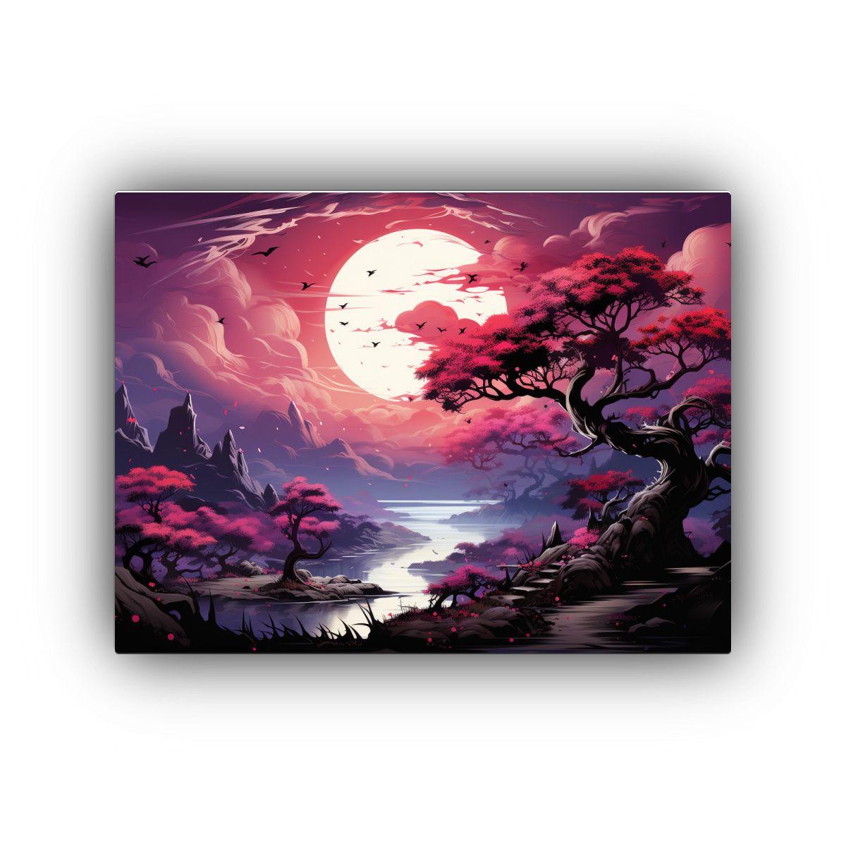 Cuadro En Bastidor: Árbol Roble Púrpura, Atmósfera Neonoi 120x80cm-0