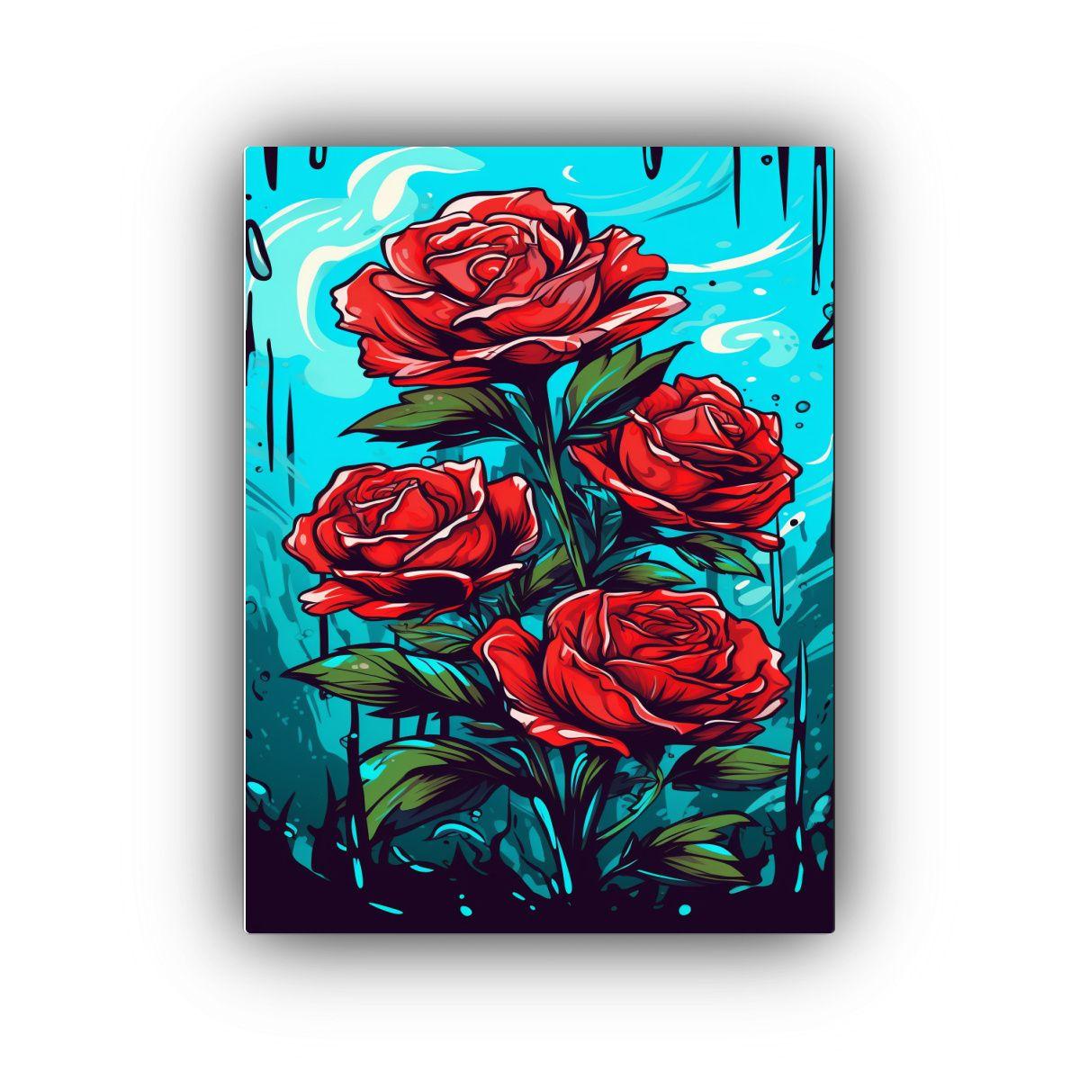 Pintura Decorativa En Lienzo De Rosas Rojas En 20x30cm-0