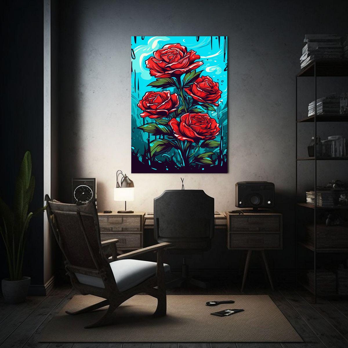 Pintura Decorativa En Lienzo De Rosas Rojas En 20x30cm-2