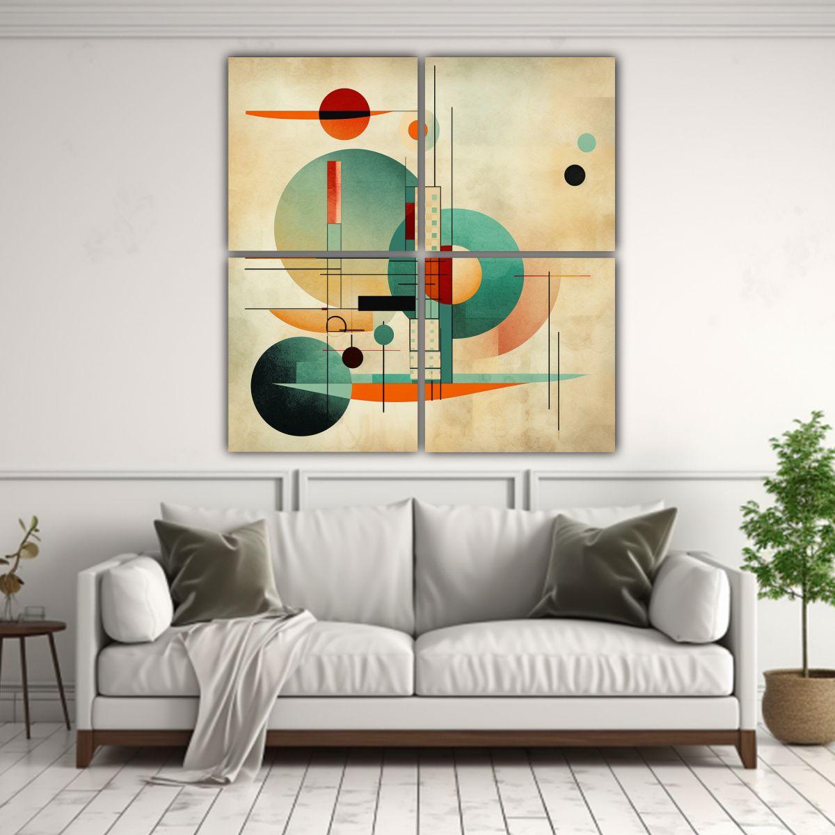 Pinturas Abstractas Retro Vintage De Cuatro Artes 200x200 Cm-2