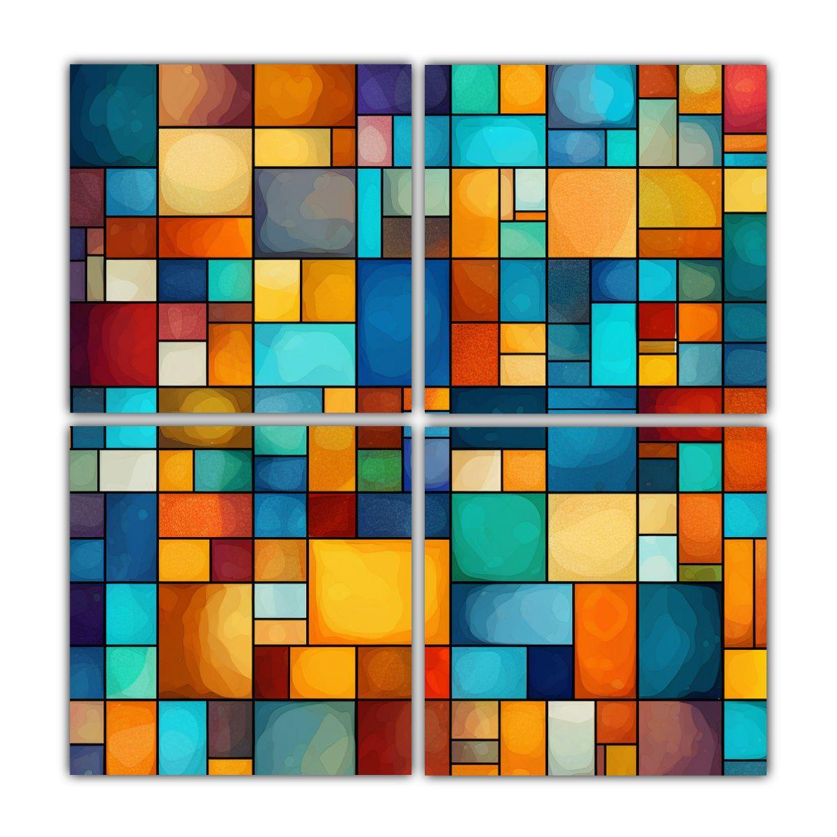 Pinturas Decorativas Con Fondo Mosaico Colorido 40x40 Cm-0