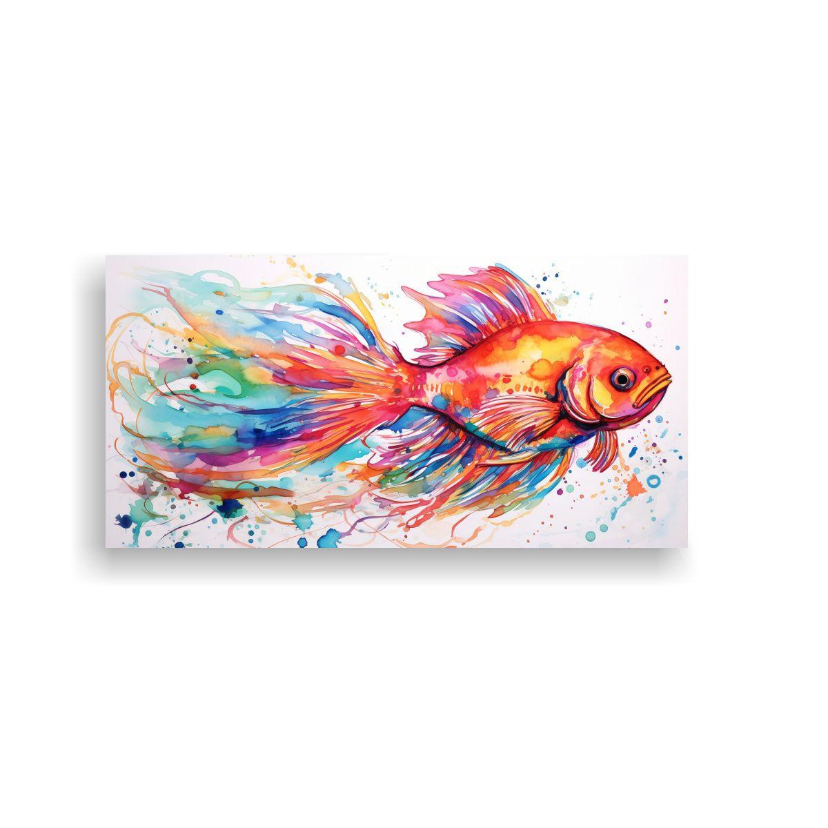 Arte Minimalista Acuario Peces En Colores Vibrante 80x40cm-0