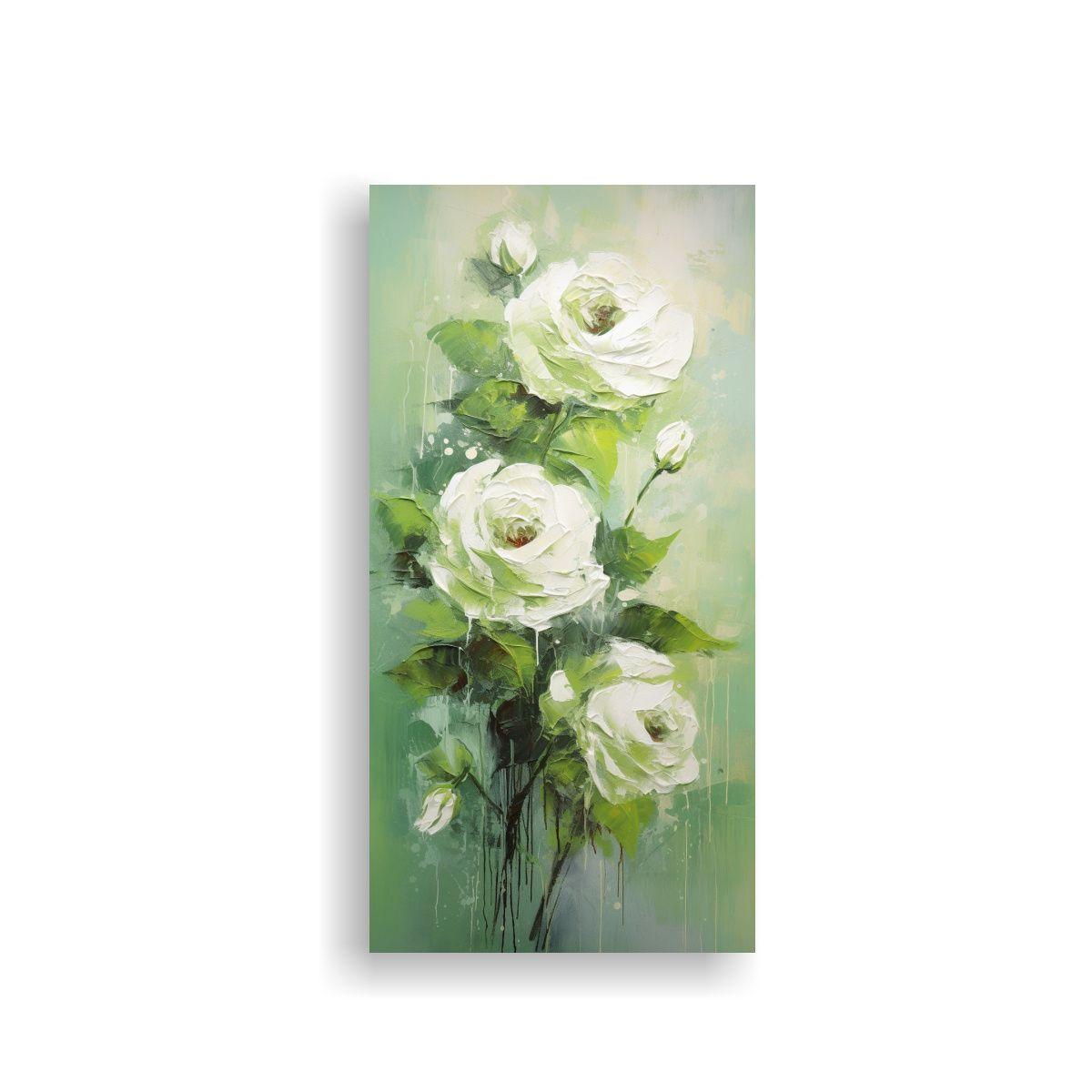 Pintura En Bastidor Green Roses En Estilo De 60x120cm-0