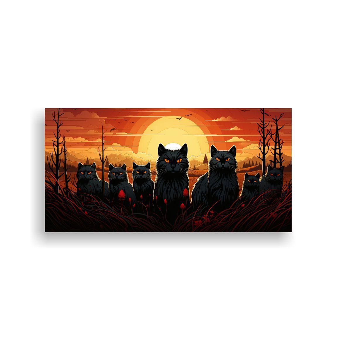 Pinturas De Decoración De Gatos Negros En Arte 60x30cm-0