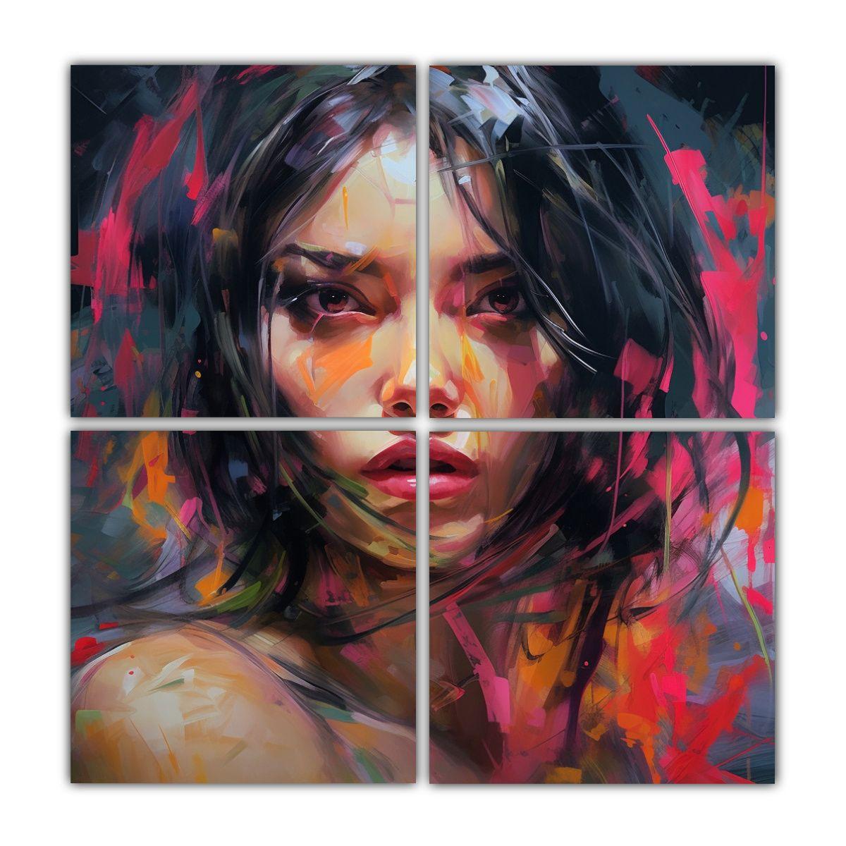 Cuatro Lienzos De Tela Modernos Inspirador Estilo 100x100 Cm-0