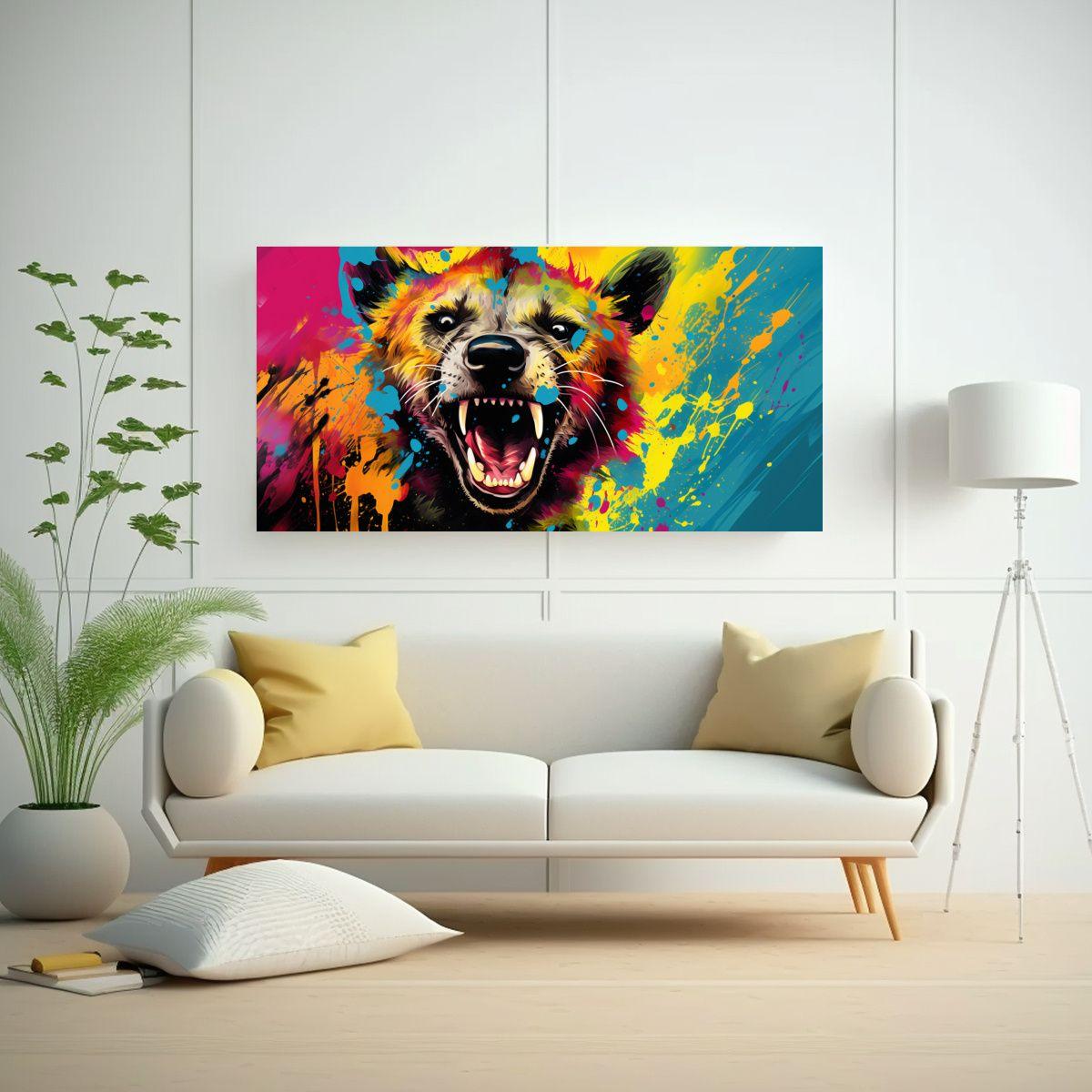 Cuadro De Hiena En Arcoíris Y Colores Vibrantes 120x60cm-2